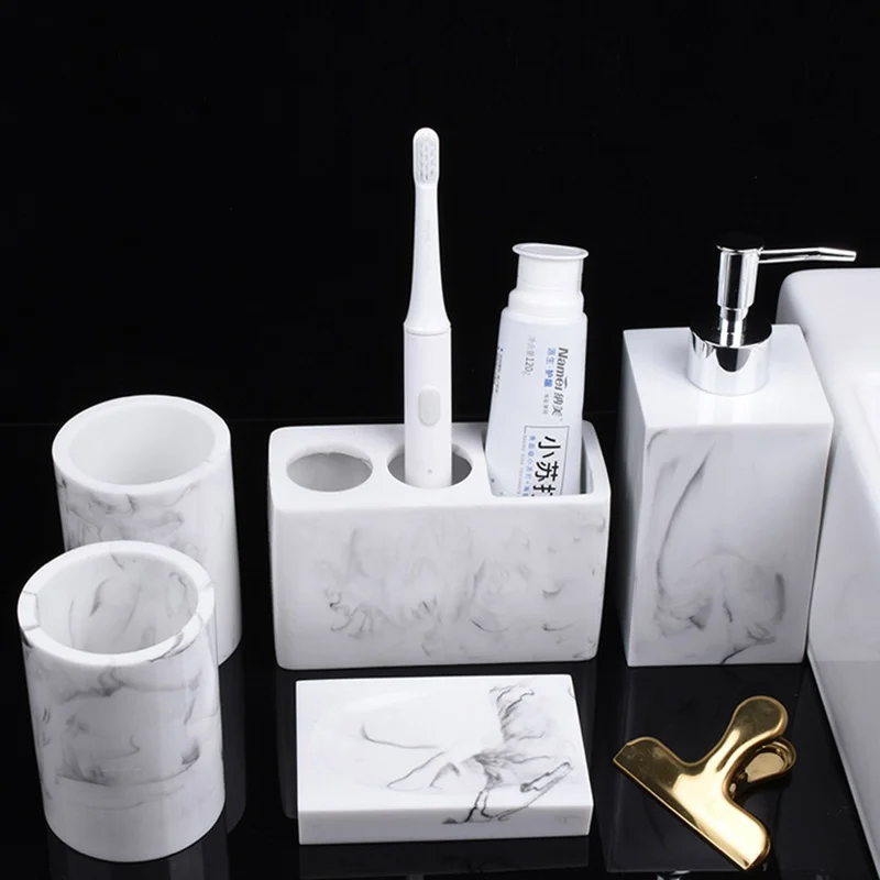 5Pcs / Set Creative Resin Bathroom Accessories Luxury Hotel Toiletries Nordic Style Washstand Organizer