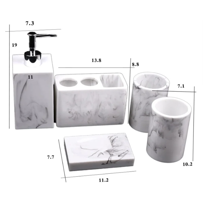 5Pcs / Set Creative Resin Bathroom Accessories Luxury Hotel Toiletries Nordic Style Washstand Organizer