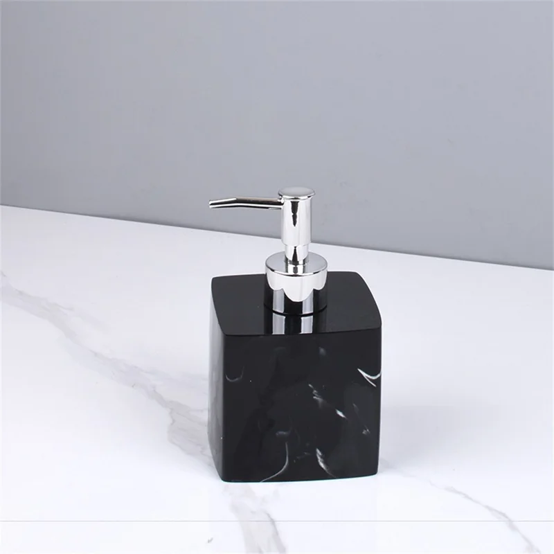 Distributeur de salle de bain d'hôtel de 400 ml pour shampooing, gel douche et savon liquide - Bouteille à pompe en résine, noir encre