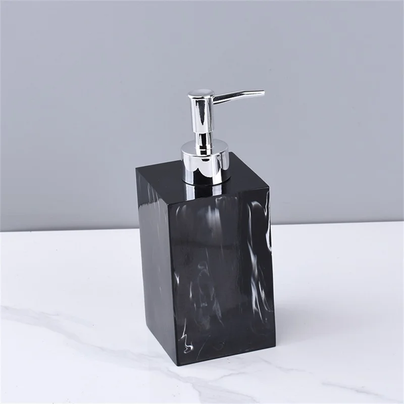 Distributeur de savon en résine de style nordique 500 ml Bouteille rechargeable avec pompe pour lavage des mains, shampooing et gel douche - Noir