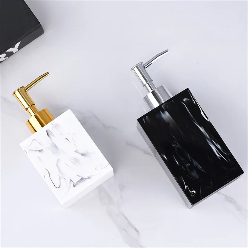 Distributeur de savon en résine de style nordique 500 ml Bouteille rechargeable avec pompe pour lavage des mains, shampooing et gel douche - Noir