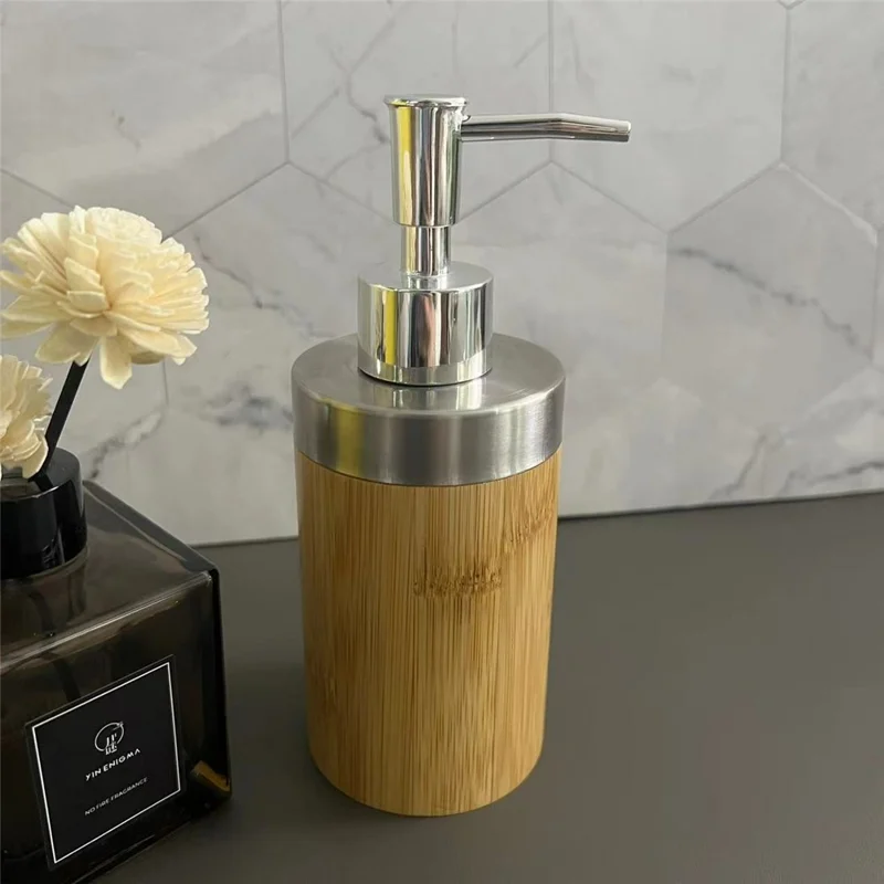 200ml Home Hotel Bamboo Dispenser Bottle Hand Wash / Shampoo / Body Wash / Liquid Soap Refillable Pump Bottle