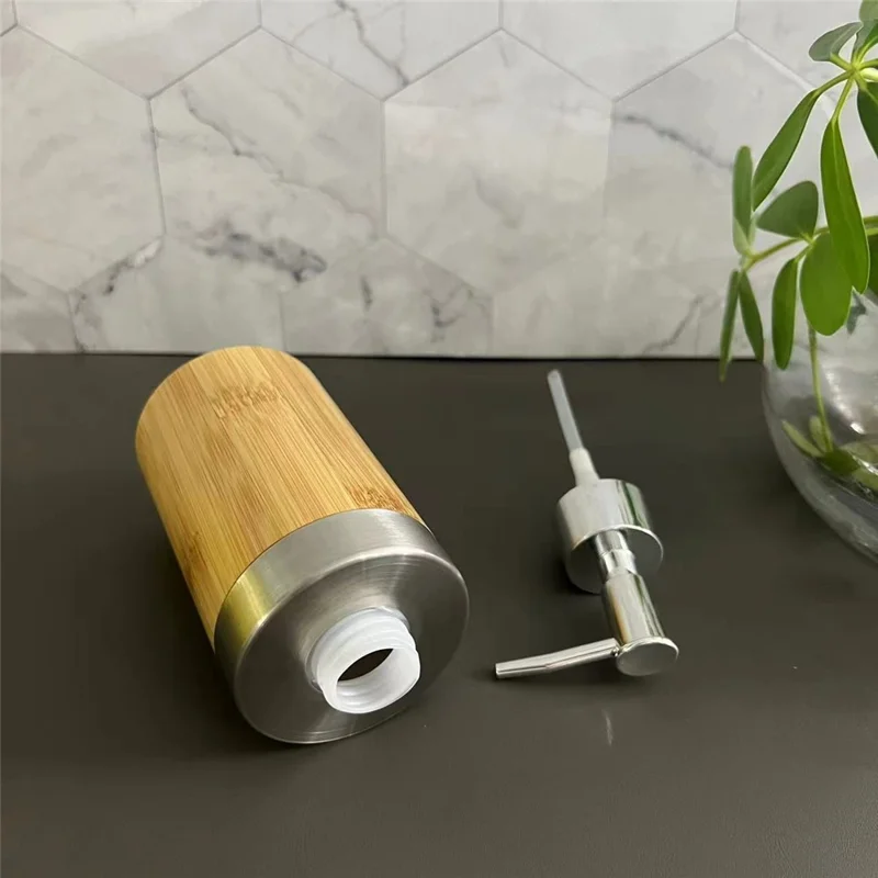 200ml Home Hotel Bamboo Dispenser Bottle Hand Wash / Shampoo / Body Wash / Liquid Soap Refillable Pump Bottle