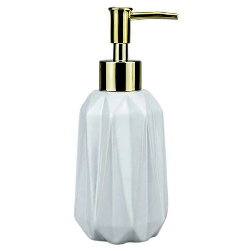 Butelka dozownika ceramiczna 300 ml, do łazienki i domu, biała, do mydła, szamponu, żelu pod prysznic, do napełniania