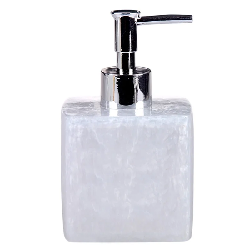 Bouteille distributrice réutilisable de 400 ml pour savon à main, shampooing, gel douche, lotion, détergent - Pompe rechargeable en résine blanc nacré