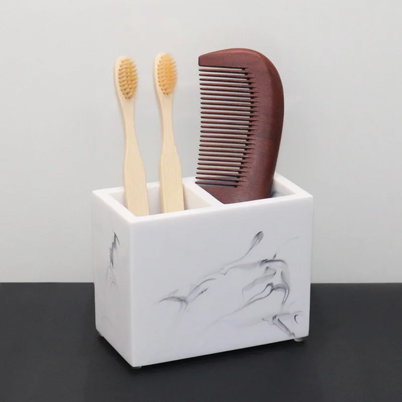 Support-brosse à dents de style nordique Support de brosse à dents électrique Étagère de rangement multifonctionnelle en résine - Blanc imitation