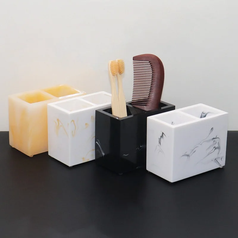 Support-brosse à dents de style nordique Support de brosse à dents électrique Étagère de rangement multifonctionnelle en résine - Blanc imitation