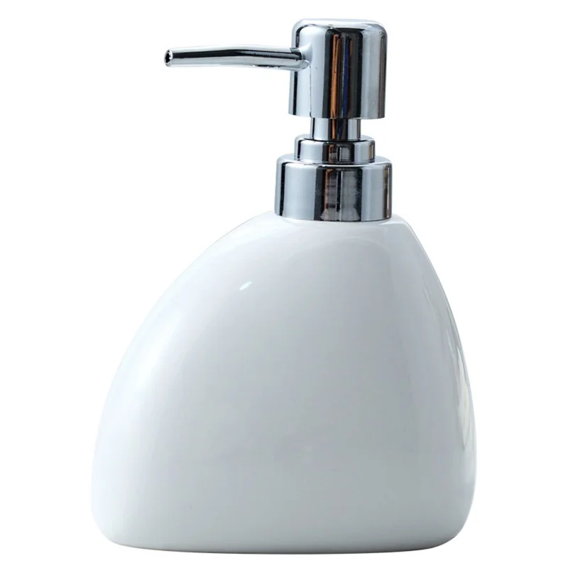 Distributeur de savon en céramique rechargeable pour hôtel de 450 ml - Bouteille de pompe pour savon, shampoing, gel douche et lotion - Blanc