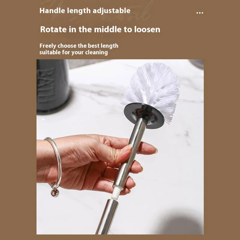 Nordic Ceramic Base No Dead Angle Toilet Brush Long Handle Bathroom Cleaner - Round / Pink