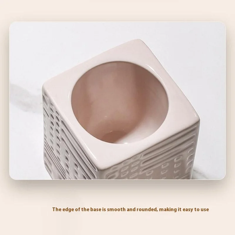 Nordic Ceramic Base No Dead Angle Toilet Brush Long Handle Bathroom Cleaner - Round / Pink