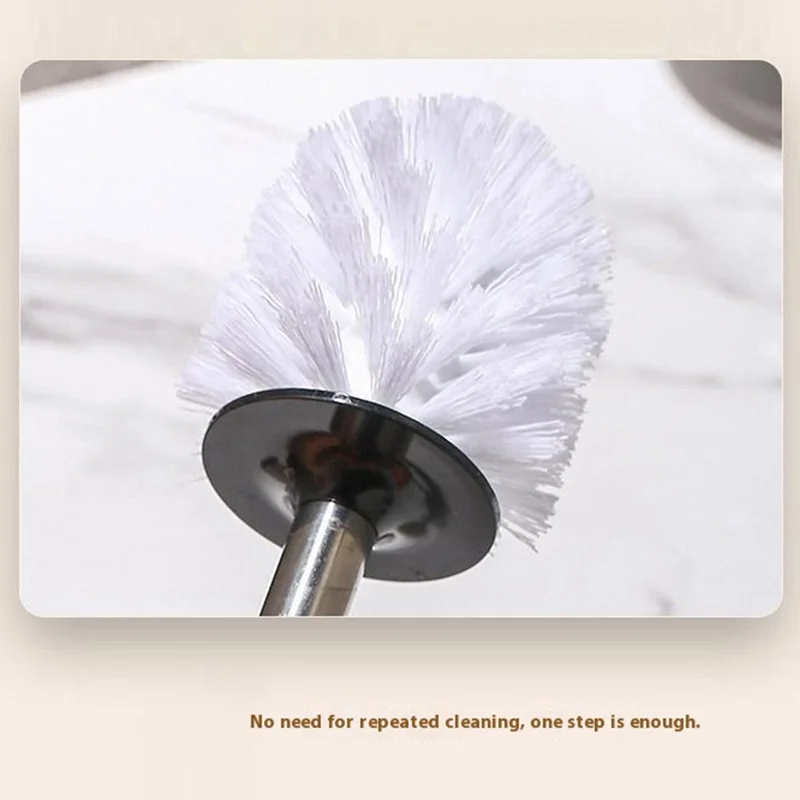 Nordic Ceramic Base No Dead Angle Toilet Brush Long Handle Bathroom Cleaner - Round / Pink