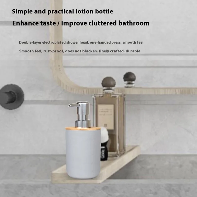 Set da 4 pezzi di accessori bagno in PP + Bambù: Porta spazzolino, Portasapone, Dispenser per lozione, Bicchiere da risciacquo - Nero