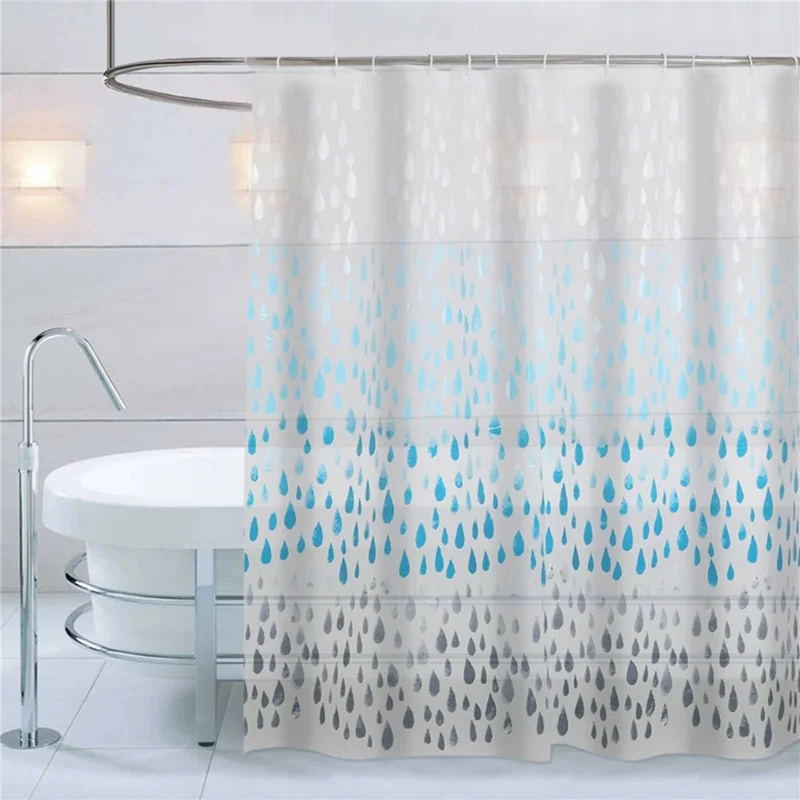 Cortina de Chuveiro Impermeável PEVA com Estampa de Gota D'água, 180 x 180 cm, à Prova de Umidade para Banheiro