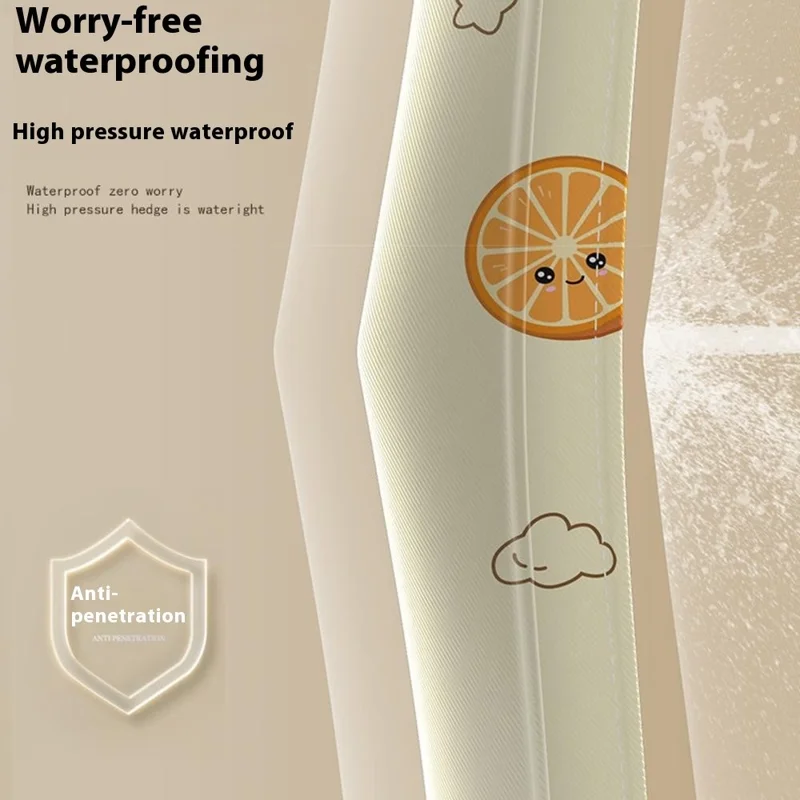 180 x 200 cm Modischer Duschvorhang mit Druck, wasserdicht, mit 12 Haken - Orange