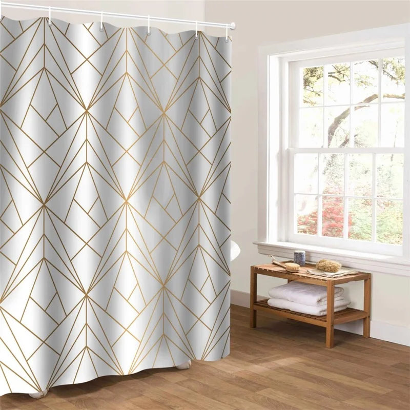 Kurtyna łazienkowa 180 x 200 cm z 3D nadrukiem cyfrowym, odporna na wilgoć, z 12 hakiem - QM-04