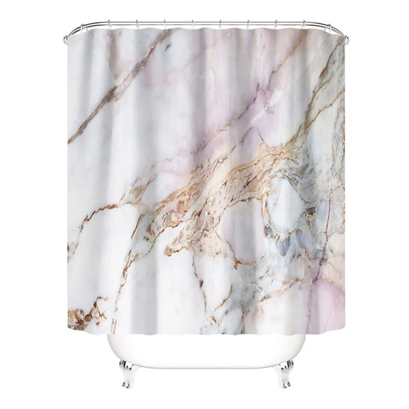 Rideau de douche imperméable imprimé motif marbre 180 x 180 cm, séparateur de bain à séchage rapide - YTJ-09