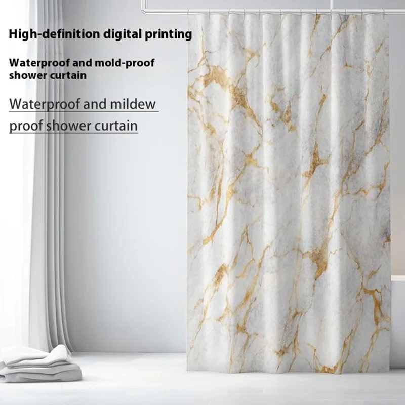 Rideau de douche imperméable imprimé motif marbre 180 x 180 cm, séparateur de bain à séchage rapide - YTJ-09