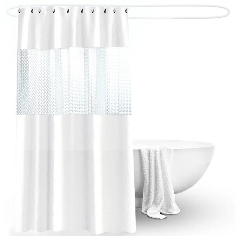 180 x 180cm Translucent Patchwork PEVA Shower Curtain Thickened Waterproof Bath Divider - White