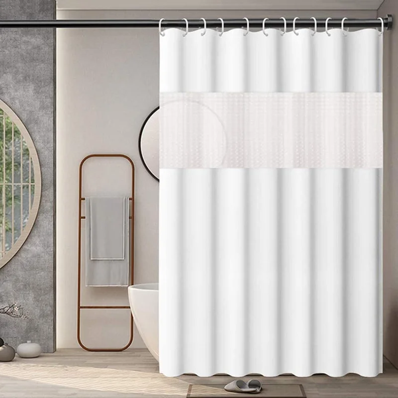 180 x 180cm Translucent Patchwork PEVA Shower Curtain Thickened Waterproof Bath Divider - White