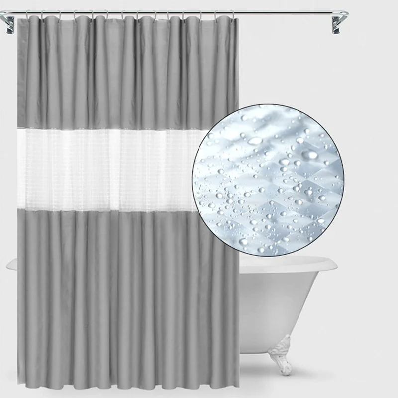 180 x 180cm Translucent Patchwork PEVA Shower Curtain Thickened Waterproof Bath Divider - White