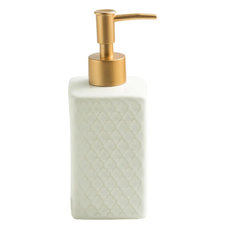Bottiglia con Dispenser in Ceramica da 360ml per Sapone Mani, Shampoo e Docciaschiuma - Bianco