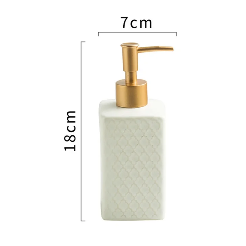 Bottiglia con Dispenser in Ceramica da 360ml per Sapone Mani, Shampoo e Docciaschiuma - Bianco