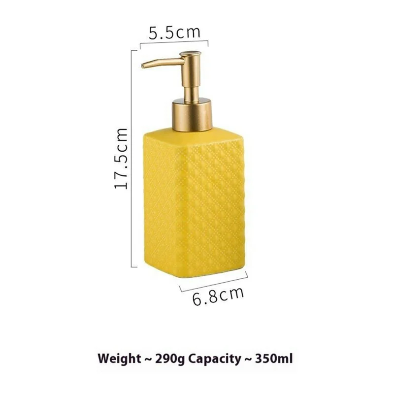 350ml Badezimmer nachfüllbare Keramik-Spender Flasche Handseife Duschgel Shampoo Lotion Pumpflasche - Gelb