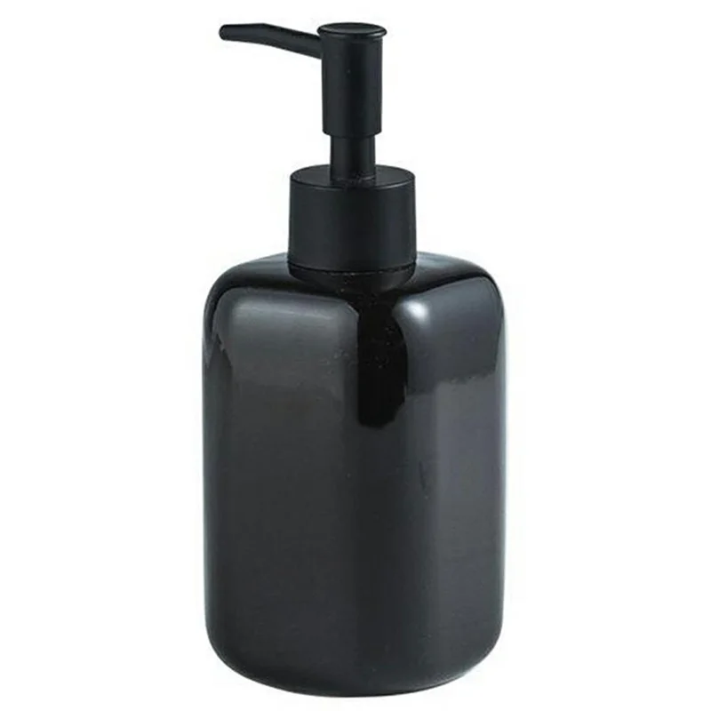Distributeur de savon carré noir en céramique pour hôtel - Bouteille rechargeable pour salle de bain avec pompe pour savon, shampooing et gel douche