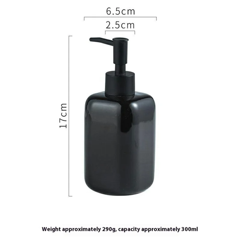 Distributeur de savon carré noir en céramique pour hôtel - Bouteille rechargeable pour salle de bain avec pompe pour savon, shampooing et gel douche