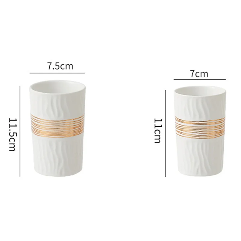 4Pcs / Set Luxury Bathroom Accessories Ceramic Toothbrush Holder Rinsing Cup Soap Dish Lotion Dispenser - White