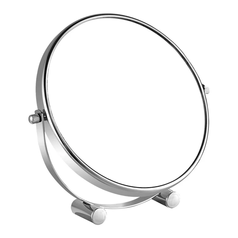 7 Inch Desktop Vanity Mirror with Round Feet 1X  /  3X Magnification Dual Sided Rotating Makeup Mirror