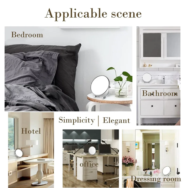 7 Inch Desktop Vanity Mirror with Round Feet 1X  /  3X Magnification Dual Sided Rotating Makeup Mirror
