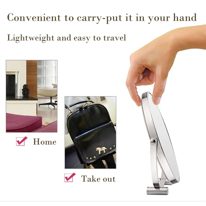 7 Inch Desktop Vanity Mirror with Round Feet 1X  /  3X Magnification Dual Sided Rotating Makeup Mirror
