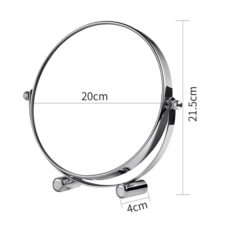 8 Inch Desktop Vanity Mirror with Round Feet 1X  /  3X Magnification Dual Sided Rotating Makeup Mirror