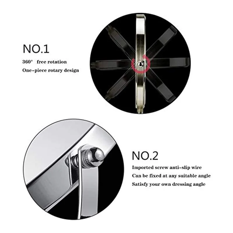 7 Inch Rotating Makeup Mirror with O Ring Stand 1X / 3X Magnification Dual Sided Desktop Vanity Mirror