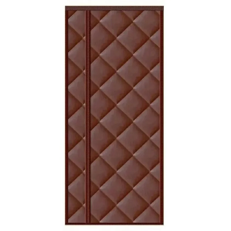90 x 200cm Side Opening Magnetic Thermal Door Curtain Oxford Fabric Self Adhesive Windproof Doorway Screen - Coffee