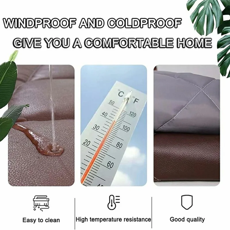 90 x 200cm Side Opening Magnetic Thermal Door Curtain Oxford Fabric Self Adhesive Windproof Doorway Screen - Coffee