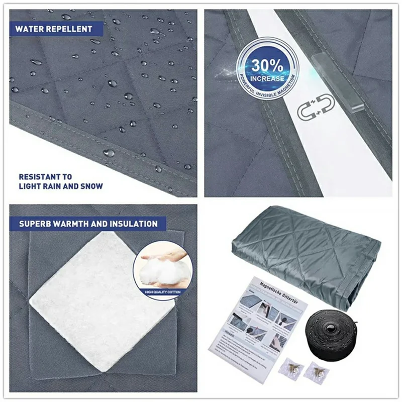 90 x 200cm Side Opening Magnetic Thermal Door Curtain Oxford Fabric Self Adhesive Windproof Doorway Screen - Coffee