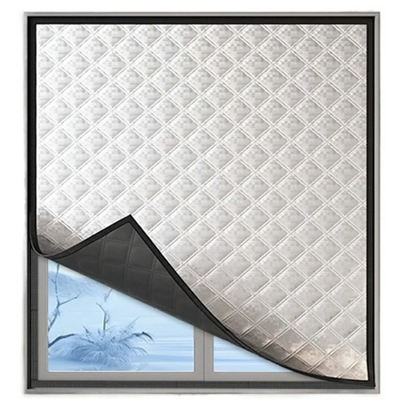 Cortina térmica de grafeno de 90 x 150 cm, aislante, autoadhesiva y resistente al viento para ventanas en invierno