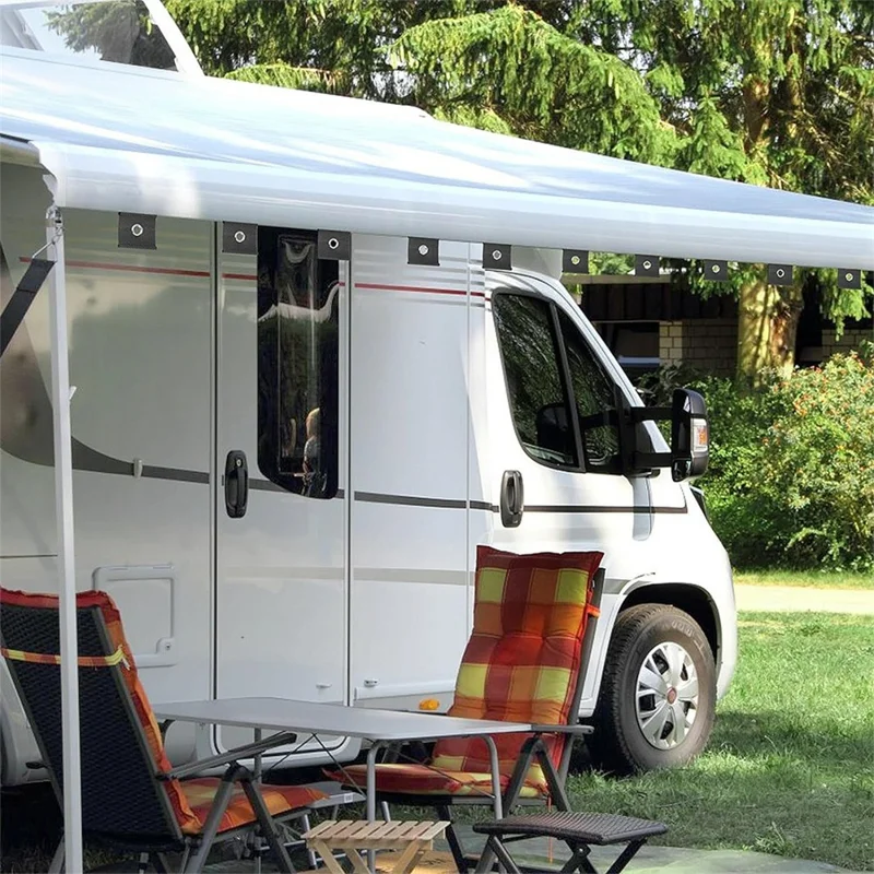 6-teiliges Edelstahl + Nylon Wohnmobil Markisen-Schienenhaken Camping Vordach Installationswerkzeug Ösen Befestigungen - Schwarz