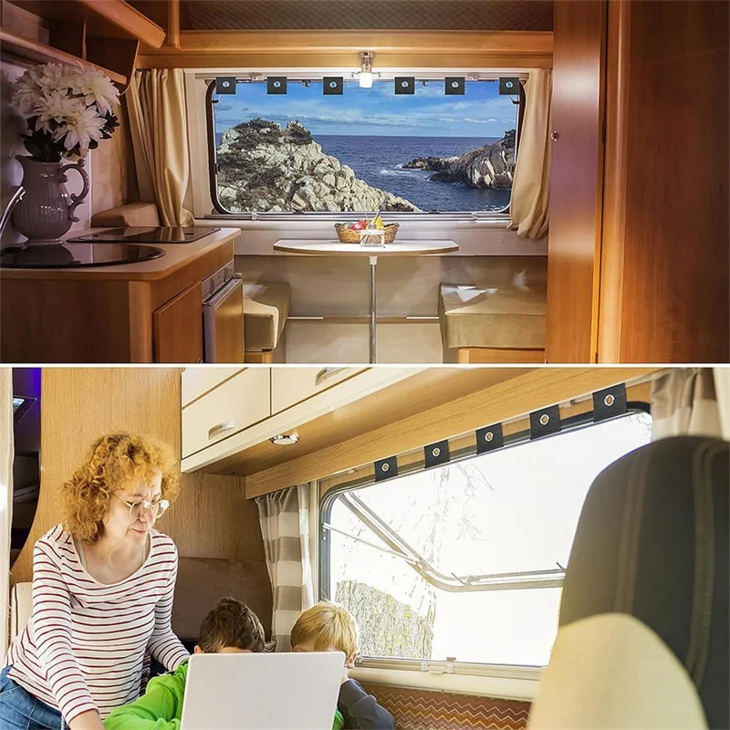 6-teiliges Edelstahl + Nylon Wohnmobil Markisen-Schienenhaken Camping Vordach Installationswerkzeug Ösen Befestigungen - Schwarz