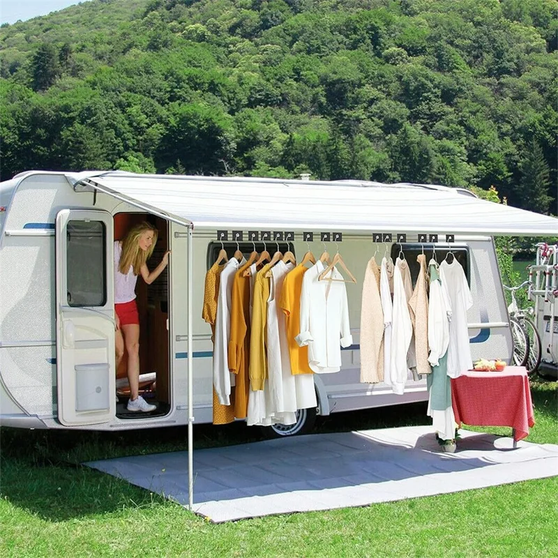 6-teiliges Edelstahl + Nylon Wohnmobil Markisen-Schienenhaken Camping Vordach Installationswerkzeug Ösen Befestigungen - Schwarz
