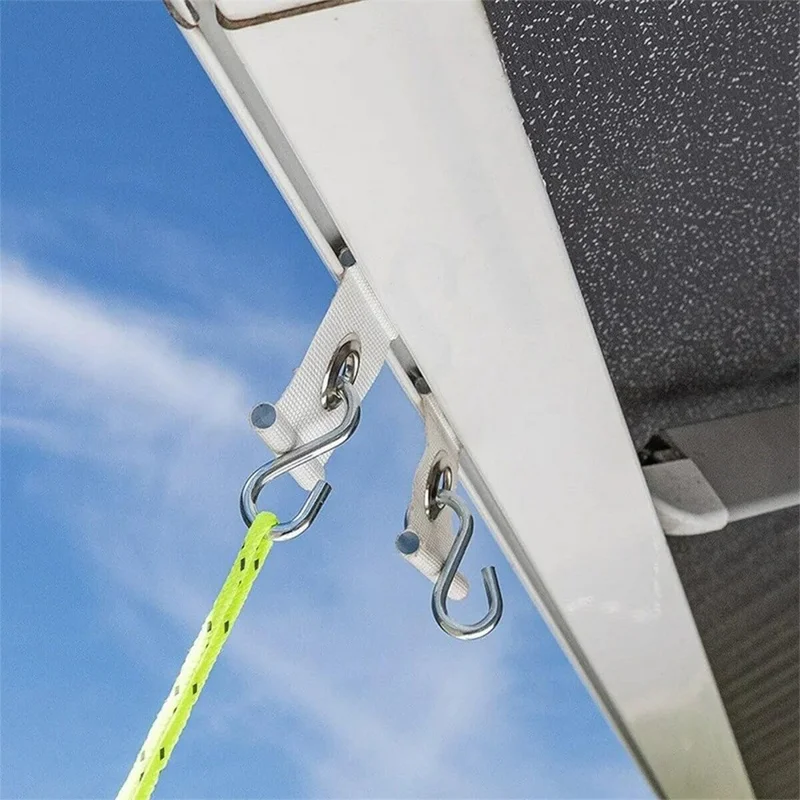6-teiliges Edelstahl + Nylon Wohnmobil Markisen-Schienenhaken Camping Vordach Installationswerkzeug Ösen Befestigungen - Schwarz