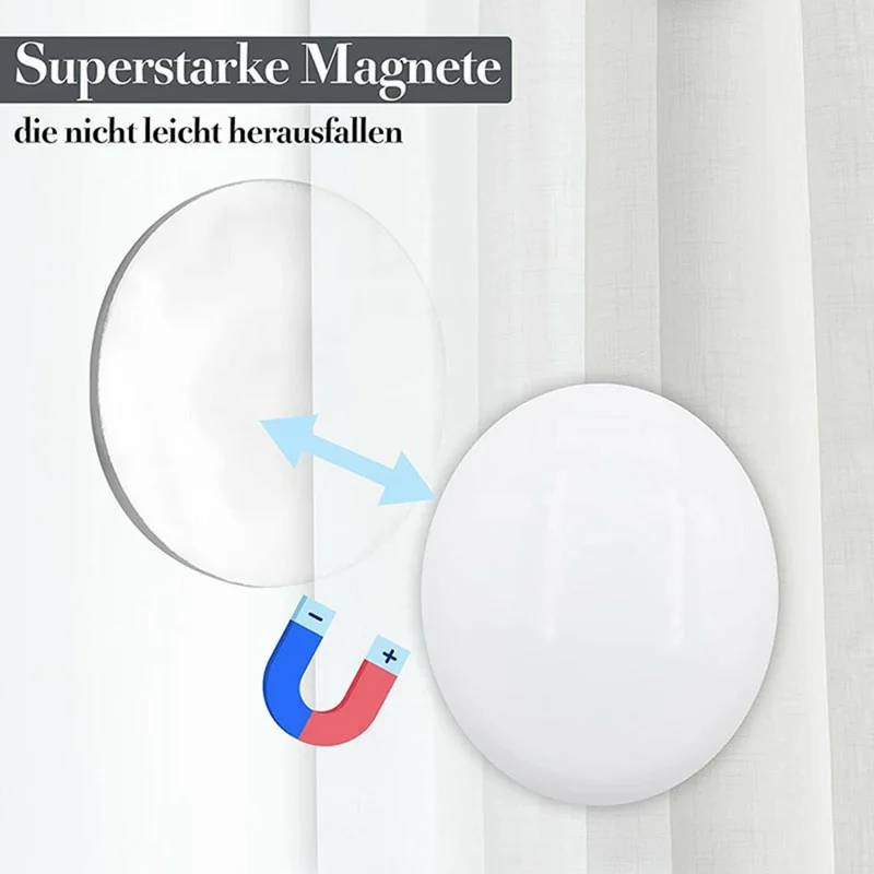 10Pcs Magnetic Curtain Weights Windproof Tablecloth Magnet Button Reusable Nailless Curtain Clips - White