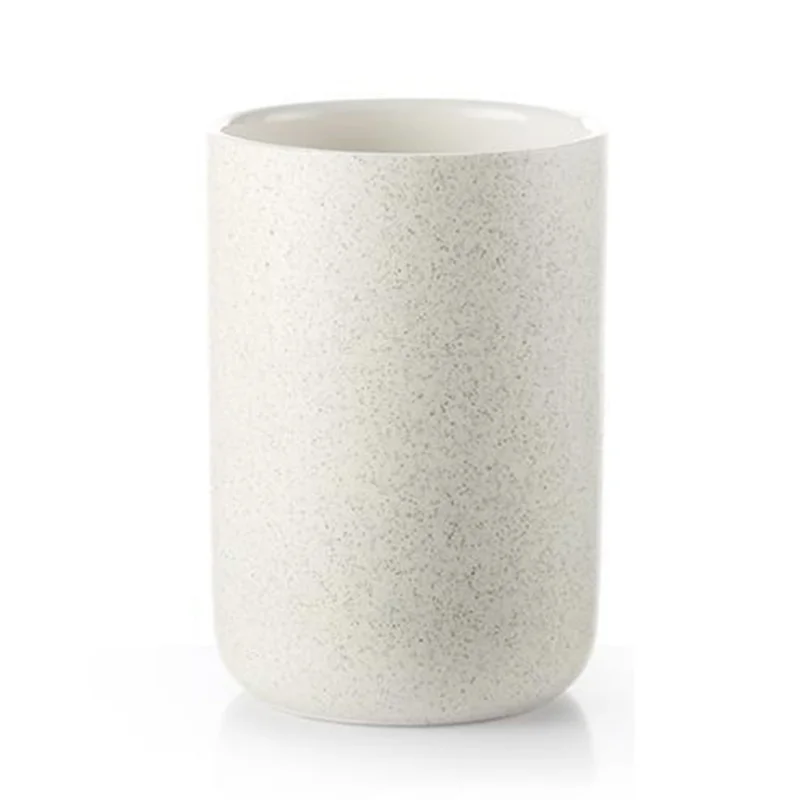 Tazza Portaspazzolini in Ceramica da 300ML, Capienza Ampia, per Casa, Hotel e Bagno - Beige