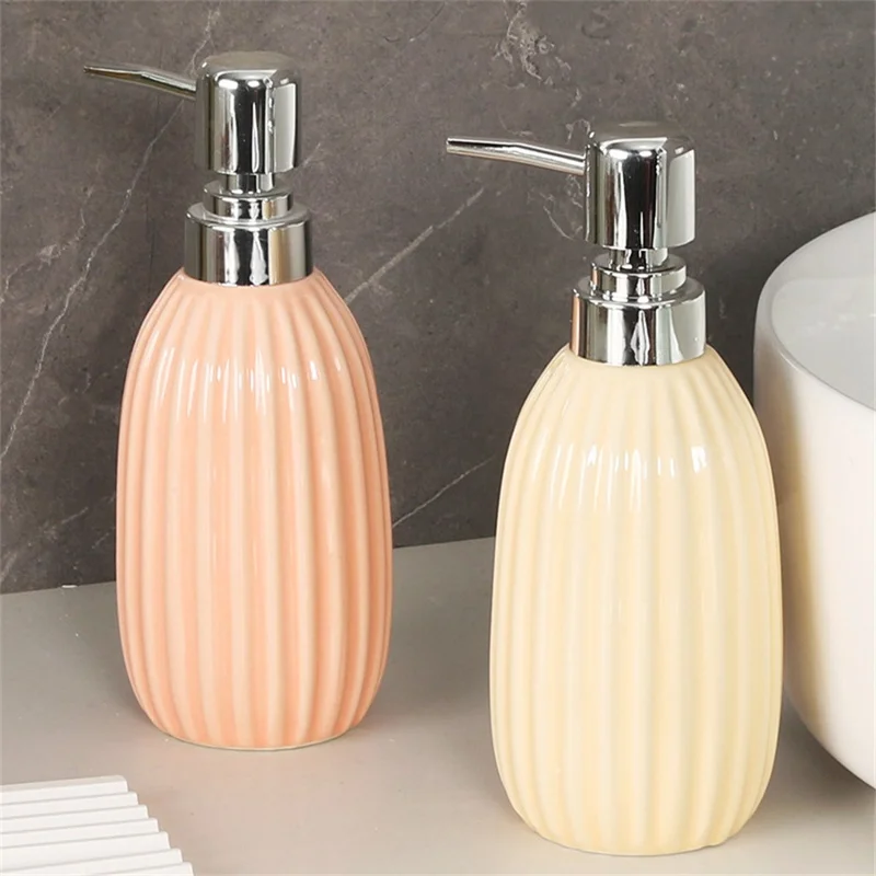 Pionowy pasek 320 ml, butelka dozownika z ceramiki, do mydła, szamponu, lotionu, do łazienki, do ponownego napełniania, butelka z pompką