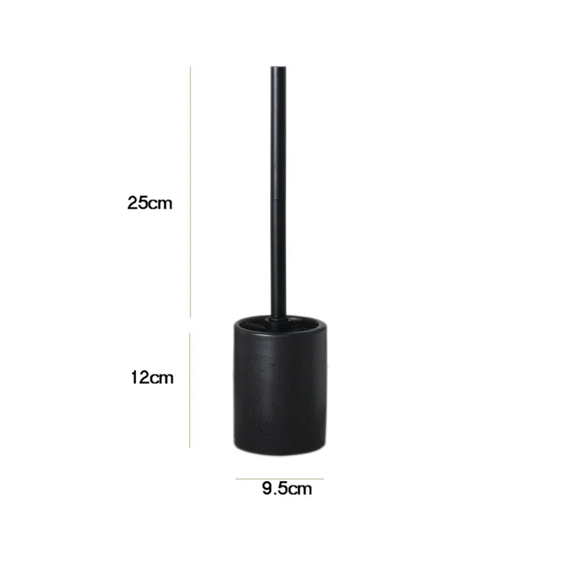 Escova de Limpeza de Vaso Sanitário com Cabo Longo e Base de Cerâmica para Casa, Escola, Dormitório e Banheiro - Preto
