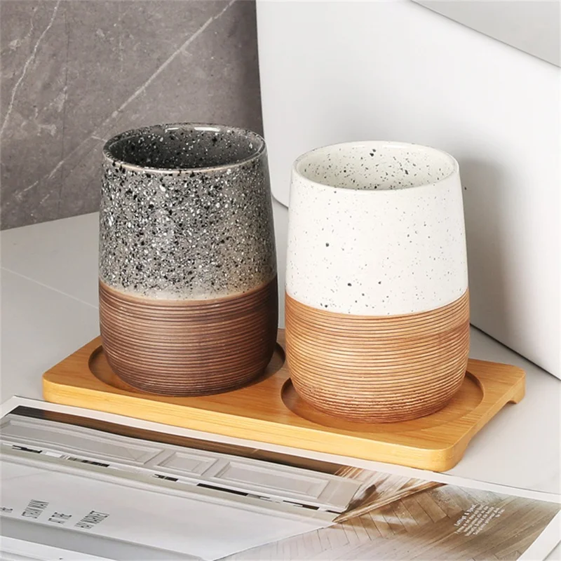 Tazza da 300 ML per Collutorio in Ceramica per Casa, Hotel, Bagno - Portaspazzolino e Bicchiere per Sciacquare - Blu