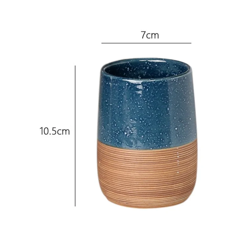 Tazza da 300 ML per Collutorio in Ceramica per Casa, Hotel, Bagno - Portaspazzolino e Bicchiere per Sciacquare - Blu
