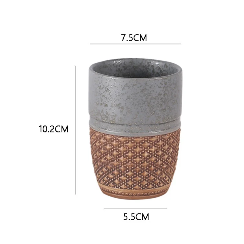 Tazza portaspazzolini in ceramica goffrata 300ML per bagno, con bicchiere per collutorio per casa, hotel e pensione - Grigio